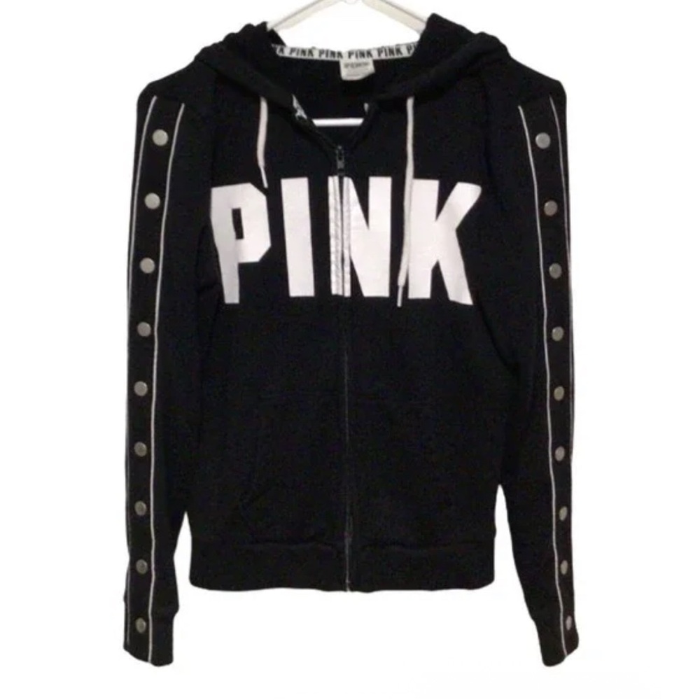 PINK Victoria Secret Black Hoodie Zip Up S